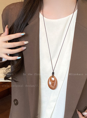 韩系不规则百搭水滴项链女简约高级感长款毛衣链复古气质秋冬配饰