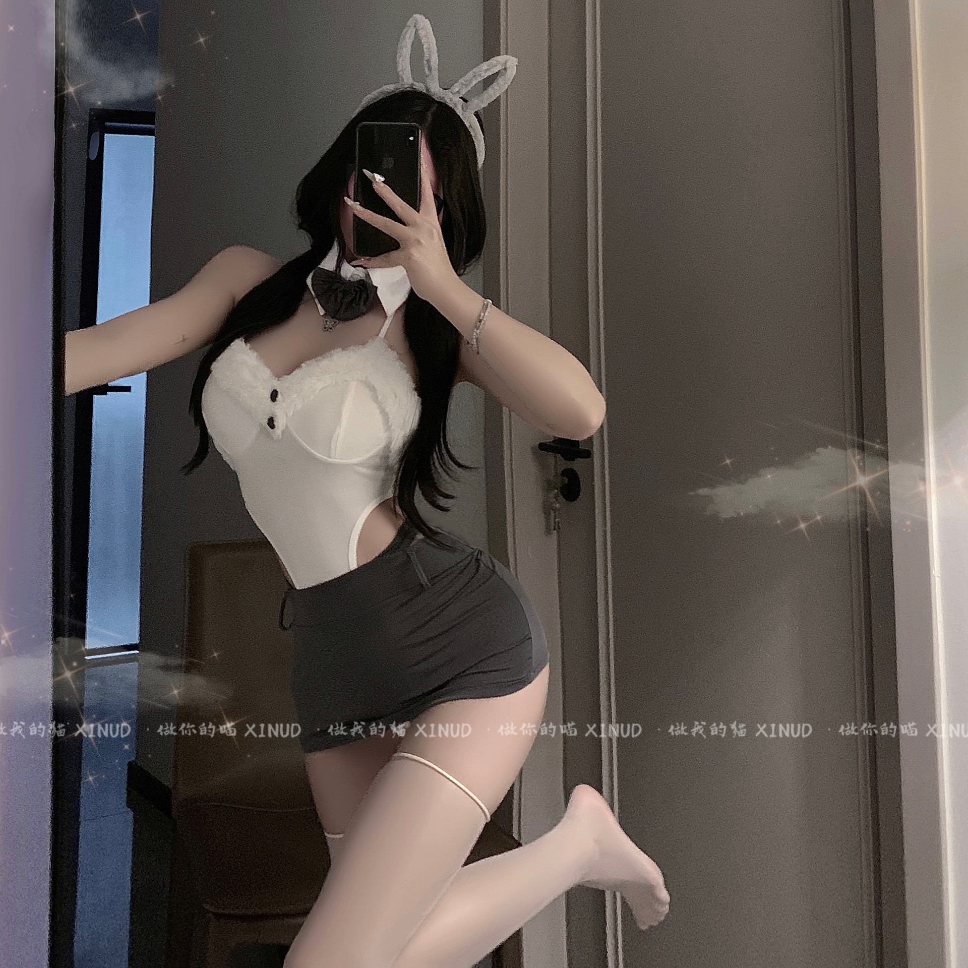 做你的猫：兔老师私教课*原创俏皮纯欲兔女郎性感连体衣制服套装 - 图2