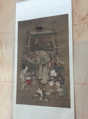 佚名 货郎图 明代古画立轴人物画国画真迹微喷复制装饰画临摹学习