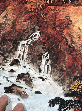 秋溪放筏名家仿古山水画