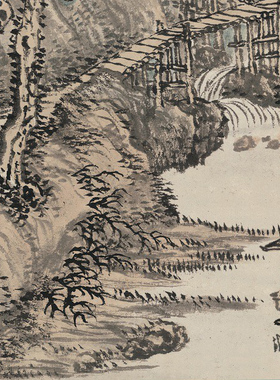 清 王翚 草堂碧泉图 仿古名家国画山水画立轴挂画高清微喷装饰画