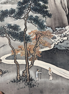清 金城 仿古山水立轴 名人国画高档挂画微喷复制装饰画临摹学习