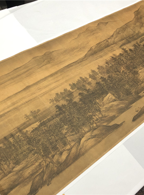 五代董源 夏景山口待渡图 仿古名家意境山水画长卷微喷复制装饰画