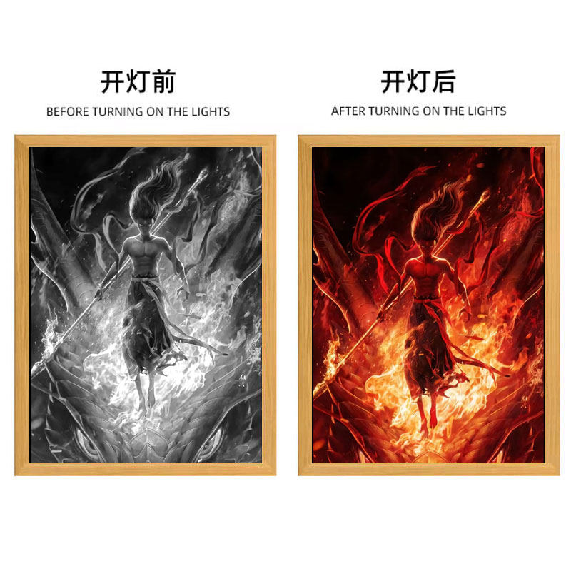 哪吒二2灯光画敖丙光申公豹装饰相框魔童闹海动漫小夜灯来图定制,淘宝优惠券,粉丝福利购,淘宝优惠卷