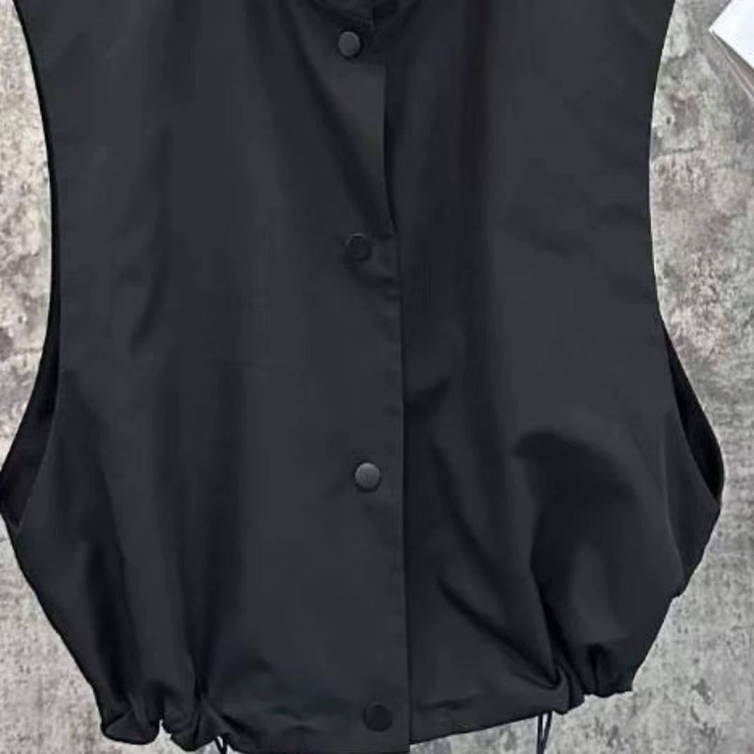 连帽黑色马甲背心女短款2023春夏秋新款坎肩带帽宽松马夹女式,淘宝优惠券,粉丝福利购,淘宝优惠卷