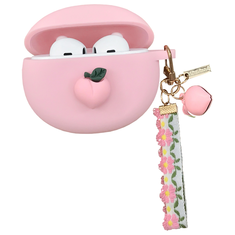 可爱桃子适用OPPO Enco Air2i蓝牙耳机保护套encox2耳机壳free2i充电盒壳防摔air2 pro硅胶套EncoFree3耳机壳 - 图0