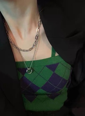 钛钢不掉色双层毛衣链