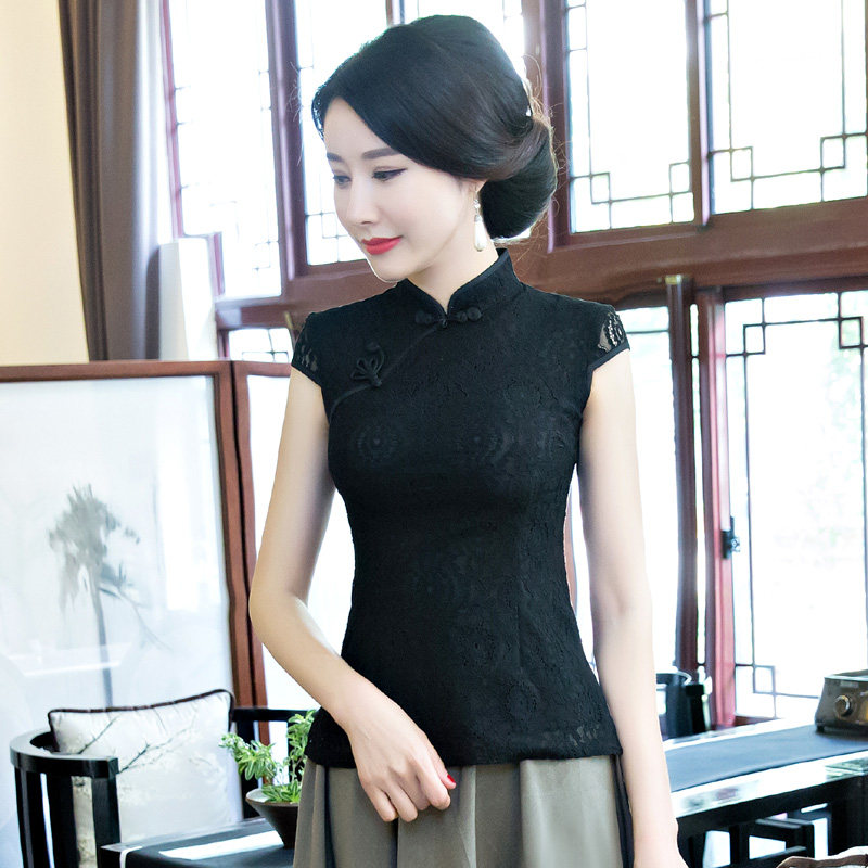 短款蕾丝旗袍上衣女夏装中国风汉服 coopular上衣