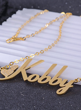 钛钢吊坠字母金项链镶嵌情侣