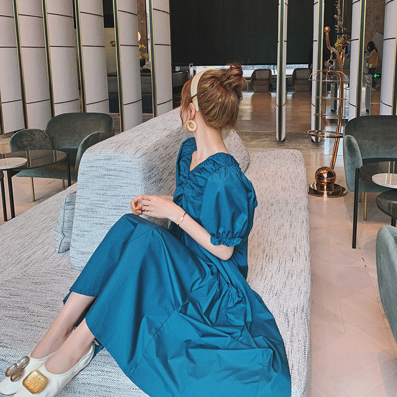 性感v领褶皱大口袋法式洋气连衣裙 芸哲连衣裙