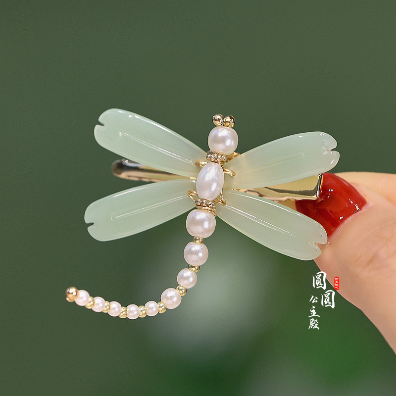 汉服小蜻蜓宝宝发夹头饰女童中式国风儿童旗袍发夹女孩古风发夹 - 图2