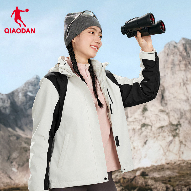 乔丹加绒运动风衣女防泼水厚外套2025秋冬季新款三合一两件套女装,淘宝优惠券,粉丝福利购,淘宝优惠卷