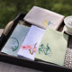 Plum, Orchid, Bamboo and Chrysanthemum Embroidered Cotton Handkerchief