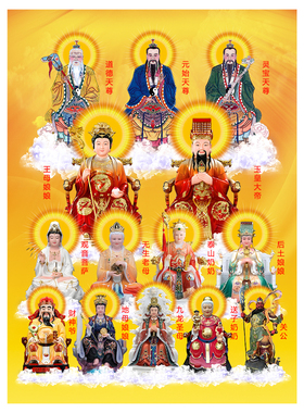 全神图挂画三清祖师油画布挂画