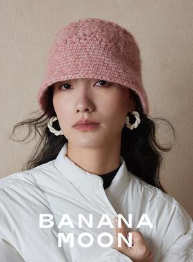 Bananamoon90S法式几何拼接_ROW式极简喷毛羊驼羊毛空心纱渔夫帽