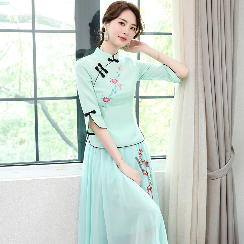 2020春夏新款中国风少复古连衣裙 溜馨宇旗袍