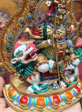 财宝天王/毗沙门/财宝大将/多闻天王/15cm红铜佛像护法财神摆件