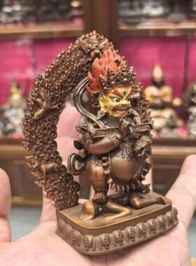 红棒玛哈嘎拉/萨迦大黑天/大黑天/二臂玛哈嘎拉/11cm紫铜佛像摆件