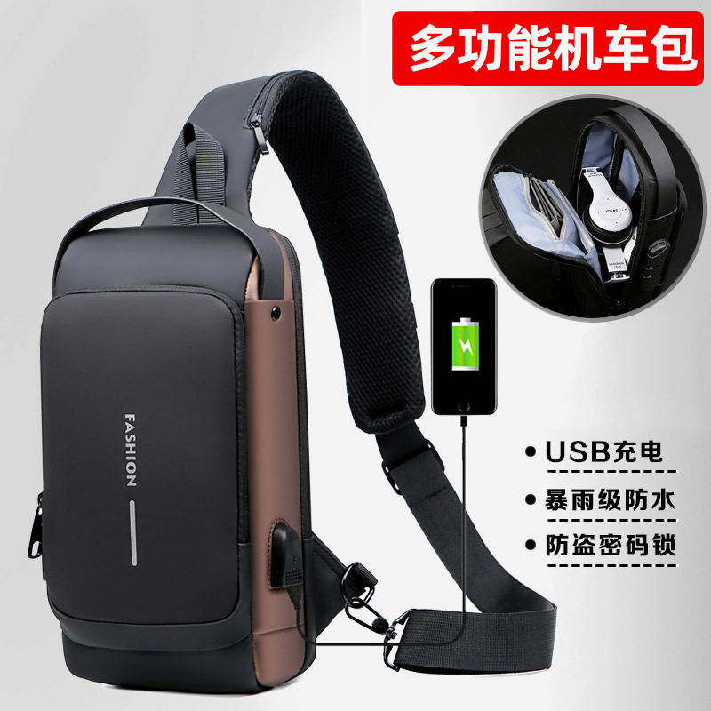 Men's chest bag password lock anti-theft riding bag casual outdoor running and travel waist bag one shoulder crossbody sports backpack