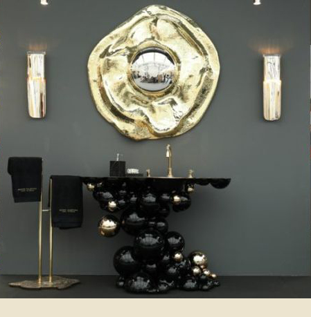 葡萄牙圆形现代轻奢装饰镜挂件别墅客厅黄铜色镜子艺术壁饰玄关镜 - 图2