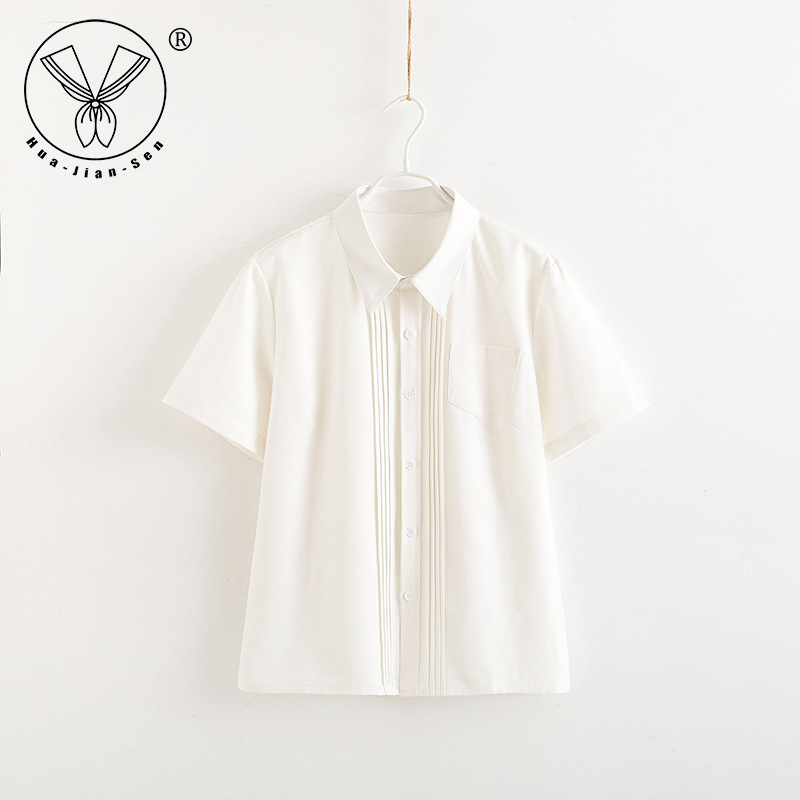 衬衫 秋季风琴褶制服白上衣长短袖水手服校服女学生学院风 三坑日记 衬衫 秋季风琴褶制服白上衣长短袖水手服校服女学生学院风 三坑日记