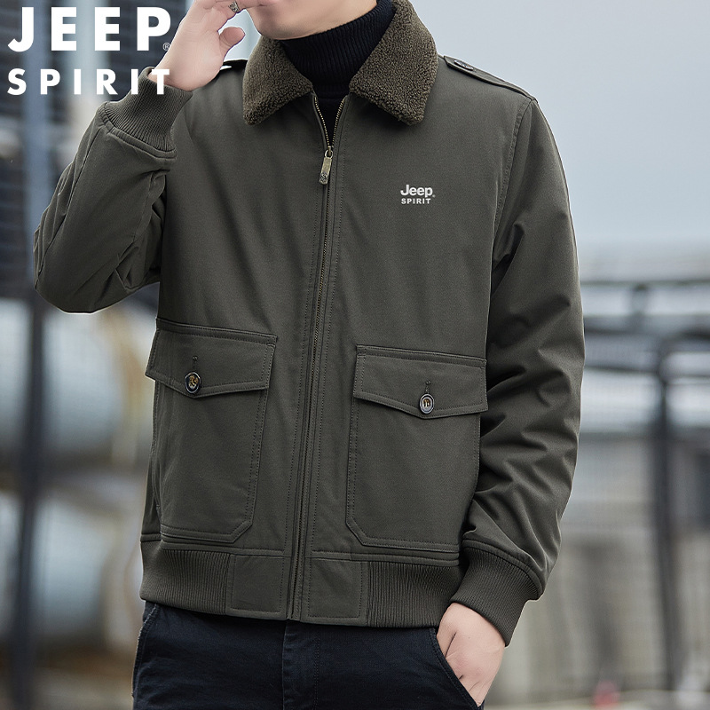 JEEP SPIRIT男士棉服男士百搭加绒加厚棉服冬季时尚外套潮HL7189