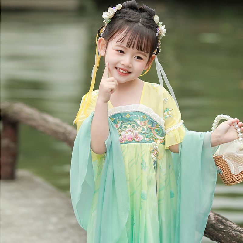 西子问绿芙女童汉服儿童童装汉元素夏季连衣裙中国风齐胸襦裙 - 图0