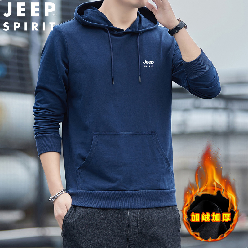 JEEP SPIRIT春秋男运动卫衣男连帽加绒韩版潮流学生宽松HL6548B-图2