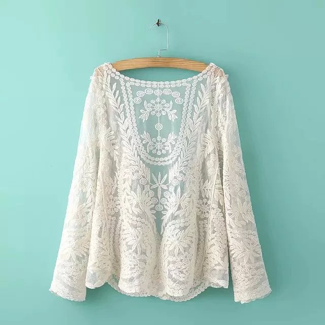 雅依俪人海边度假蕾丝开衫沙滩外塔防晒泳衣比基尼罩衫可下水小披肩外套女1