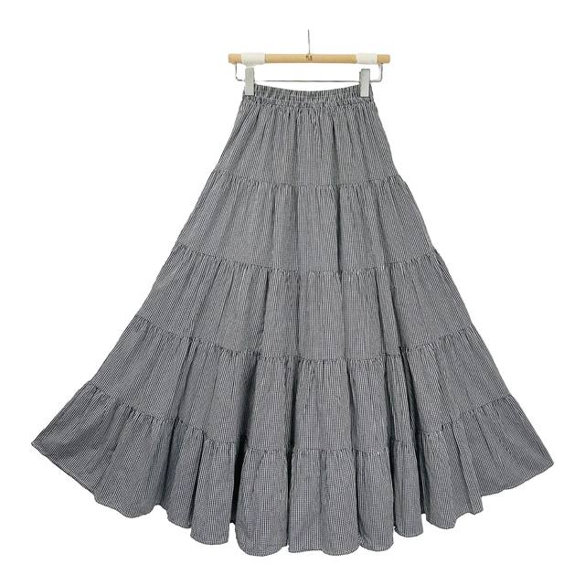 Pleated skirt, mid-length skirt, spring and summer slimming plaid skirt