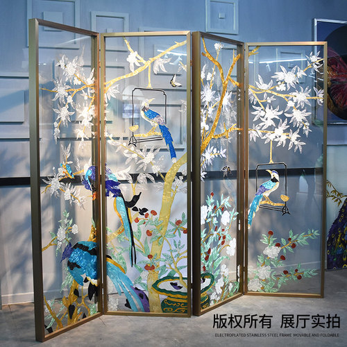 瑞杰 可折叠隔断屏风 纯手工珐琅彩工艺 可移动屏风 【限量10套】 - 图3