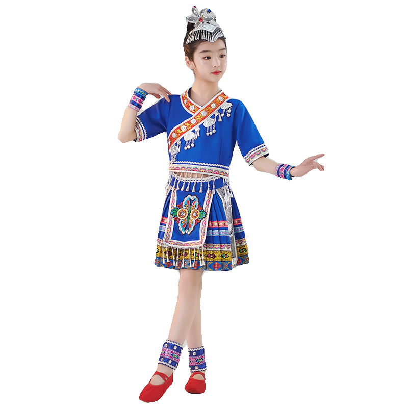 三月三儿童苗族演出服舞蹈服女童少数民族服装彝族侗族瑶族幼儿园,淘宝优惠券,粉丝福利购,淘宝优惠卷