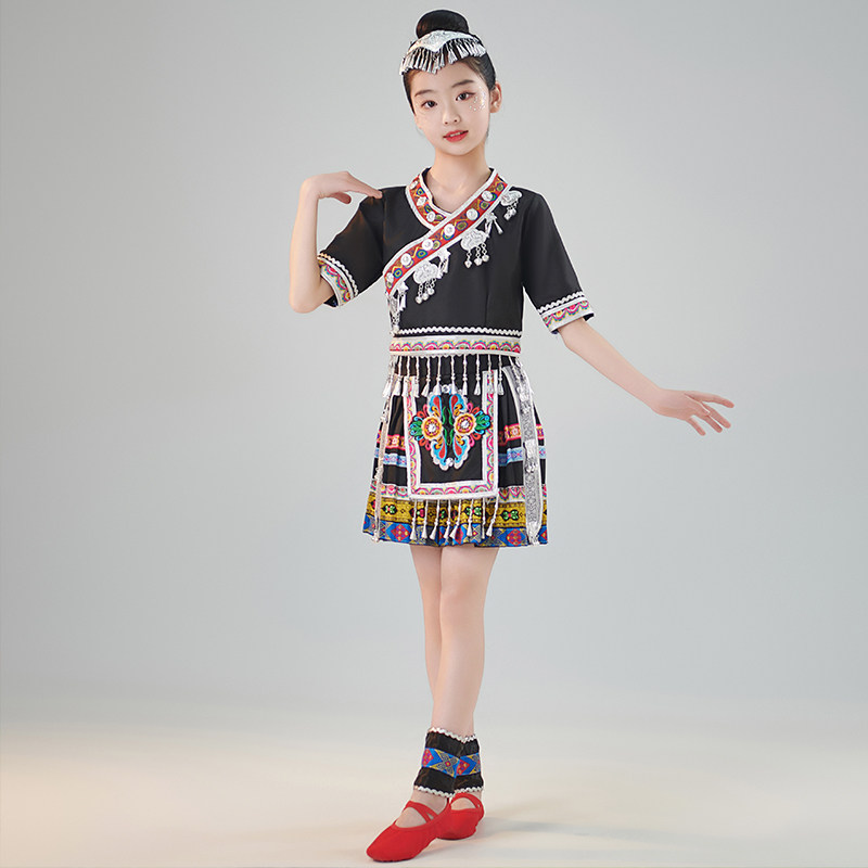 三月三儿童苗族演出服舞蹈服女童少数民族服装彝族侗族瑶族幼儿园,淘宝优惠券,粉丝福利购,淘宝优惠卷