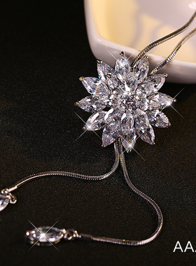 韩版时尚百搭雪花长款气质毛衣链