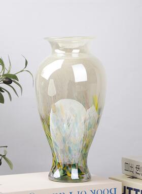 高档新国风实用纯手工琉璃花瓶彩色玻璃水培插花花器家居装饰品