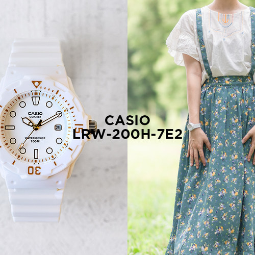 CASIO卡西欧小白表手表女 LRW-200H-7E2 彩色防水学生时尚指针表 - 图1