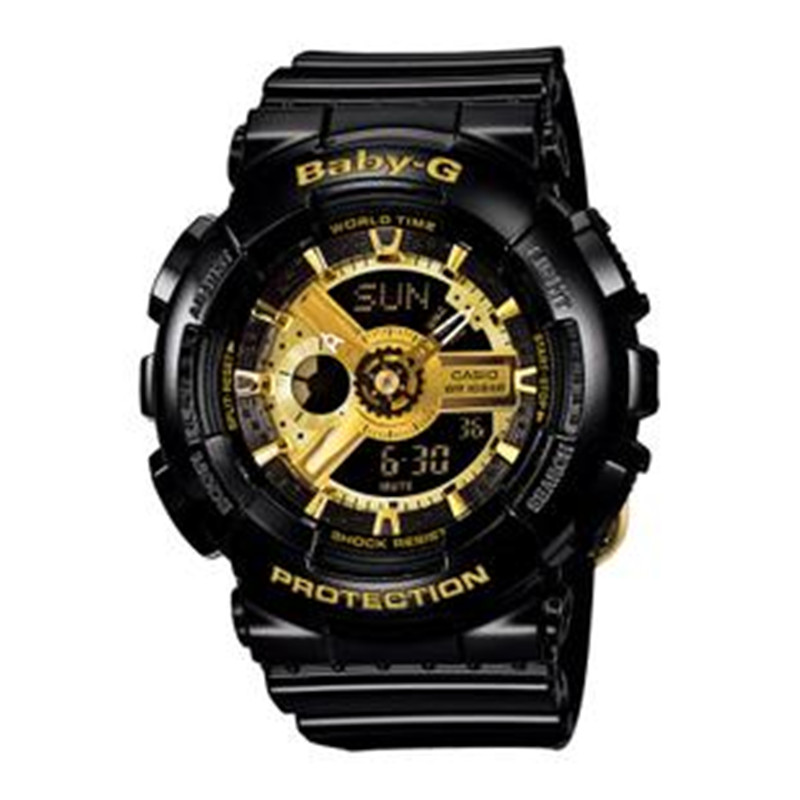 Casio baby-g trendy dual display black gold watch