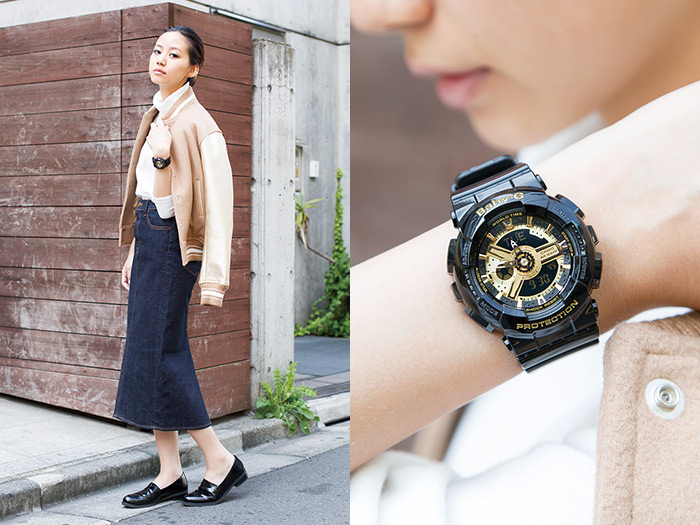 Casio baby-g trendy dual display black gold watch