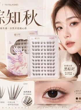 免胶棕色假睫毛睫丫吖棕知秋自然透明梗清透白开水仿真分段棕知默