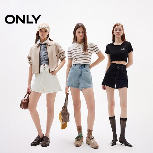 ONLY夏季莱赛尔蝴蝶结高腰裤子两粒扣A字遮肉短裤牛仔裤女 - 图1