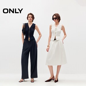 ONLY2026夏季新款上衣修身拉链针织马甲打底针织衫女|126145010