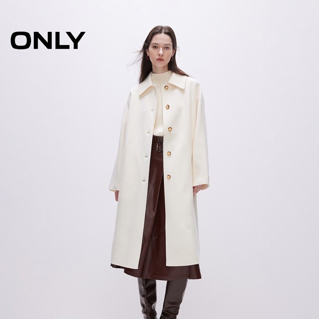 ONLY double-sided woolen lapel long woolen coat