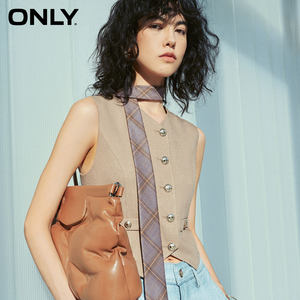 ONLY2024春季新款时尚百搭修身显瘦短款马甲外套女|124108007