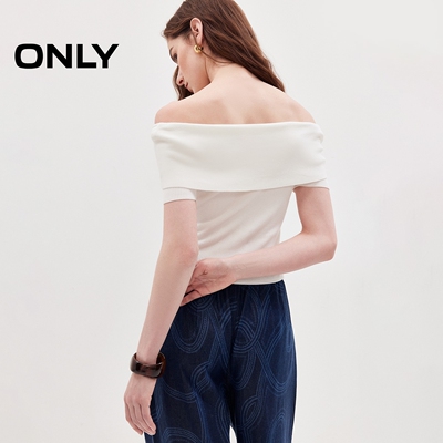 ONLY凉感一字领上衣短袖针织衫