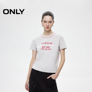 ONLY2025夏季新款字母印花圆领T恤女
