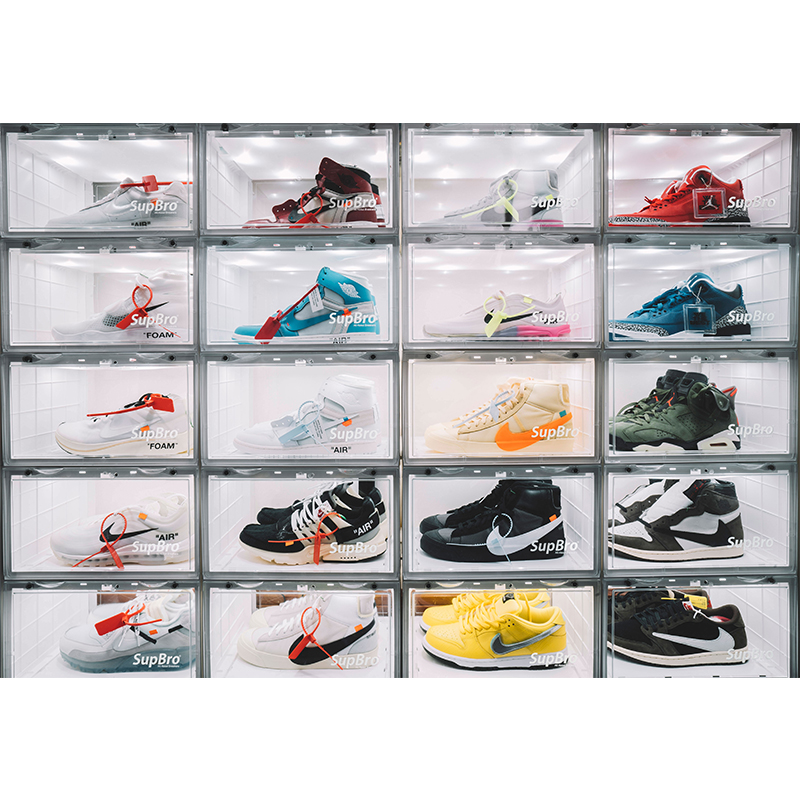SupBro透明鞋盒子亚克力aj展示收纳盒防氧化收藏鞋墙声控发光鞋柜-图1