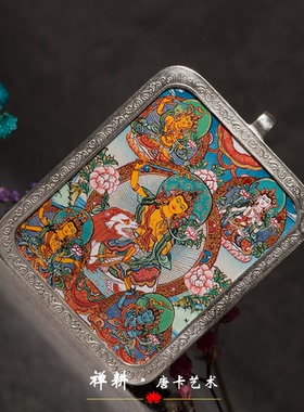 随身微唐手绘五方文殊小唐卡