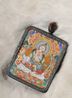 热贡纯手绘随身微唐彩唐普贤