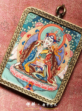 吊坠随身微唐矿料布本手绘