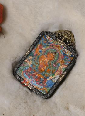 热贡纯手绘随身微唐四臂文殊